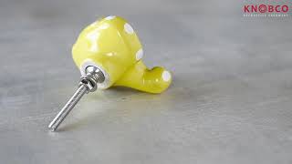 Nkps 003 White Dots And Yellow Elephant Shape Knob