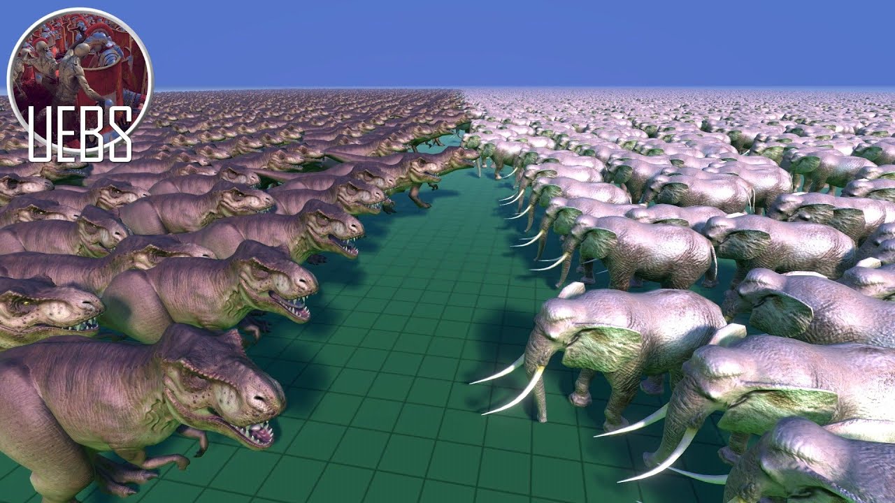 10,000 Elephant VS. 3,000 T-REX - Ultimate Epic Battle Simulator