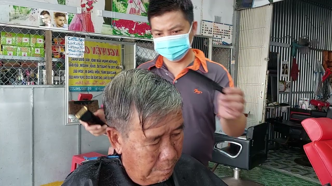 Cắt tóc nam chân phương tỉa mỏng nhanh gọn. út nguyện tv 