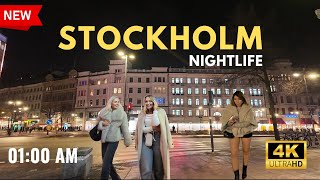 NIGHTLIFE IN STOCKHOLM CITY 2024 WALKING TOUR 4K, Immersive Sound [4K Ultra HD/60fps]