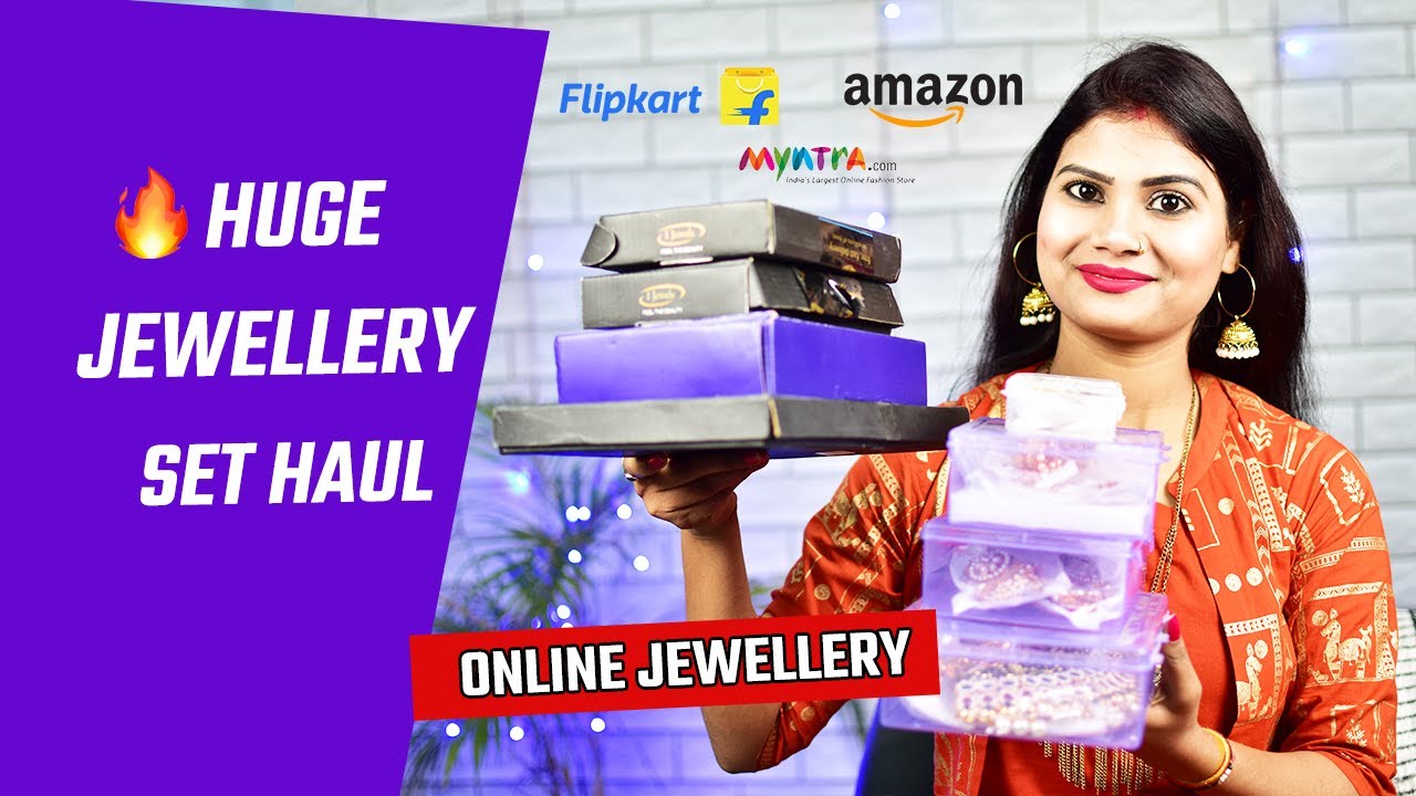 Huge Flipkart Amazon Jewellery Haul My Online Jewellery Collection for Wedding Season YouTube