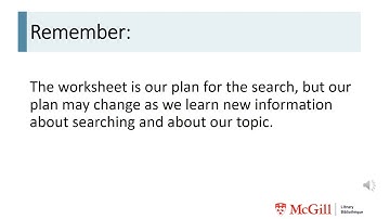 Search Module Intermediate Video 1 Search strategy worksheet Sep 2019 UPDATE