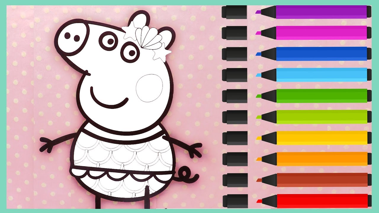 Peppa Pig en Sirène | Coloriage et Autocollants