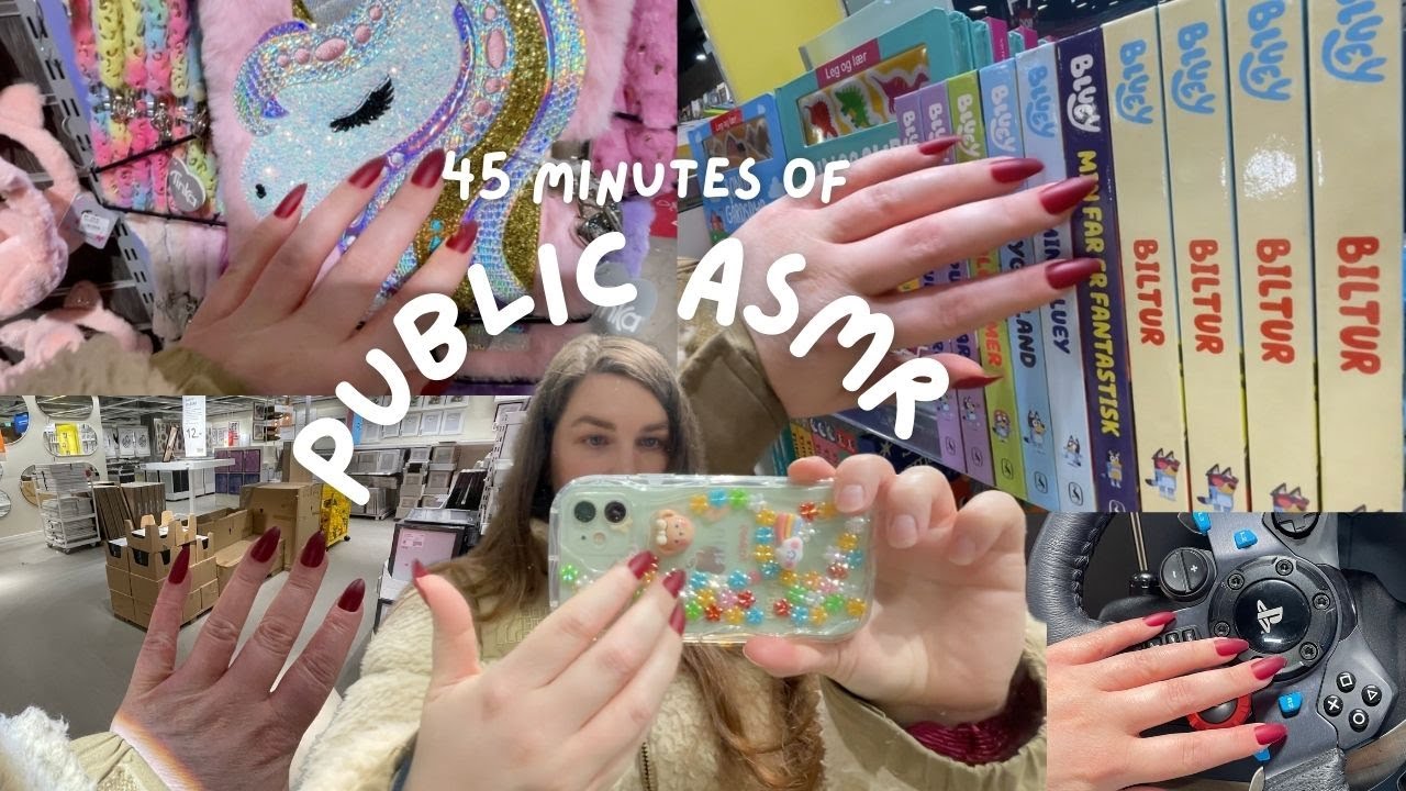 Public ASMR in IKEA, Bookstore and more! 🫶 (5 locations) Tapping & Scratching on Everything!