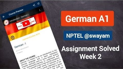 NPTEL German A1 Assignment solved Answers week 2 ll Assignment German A1 NPTEL