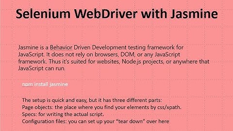 A small Overview on Selenium with Jasmine
