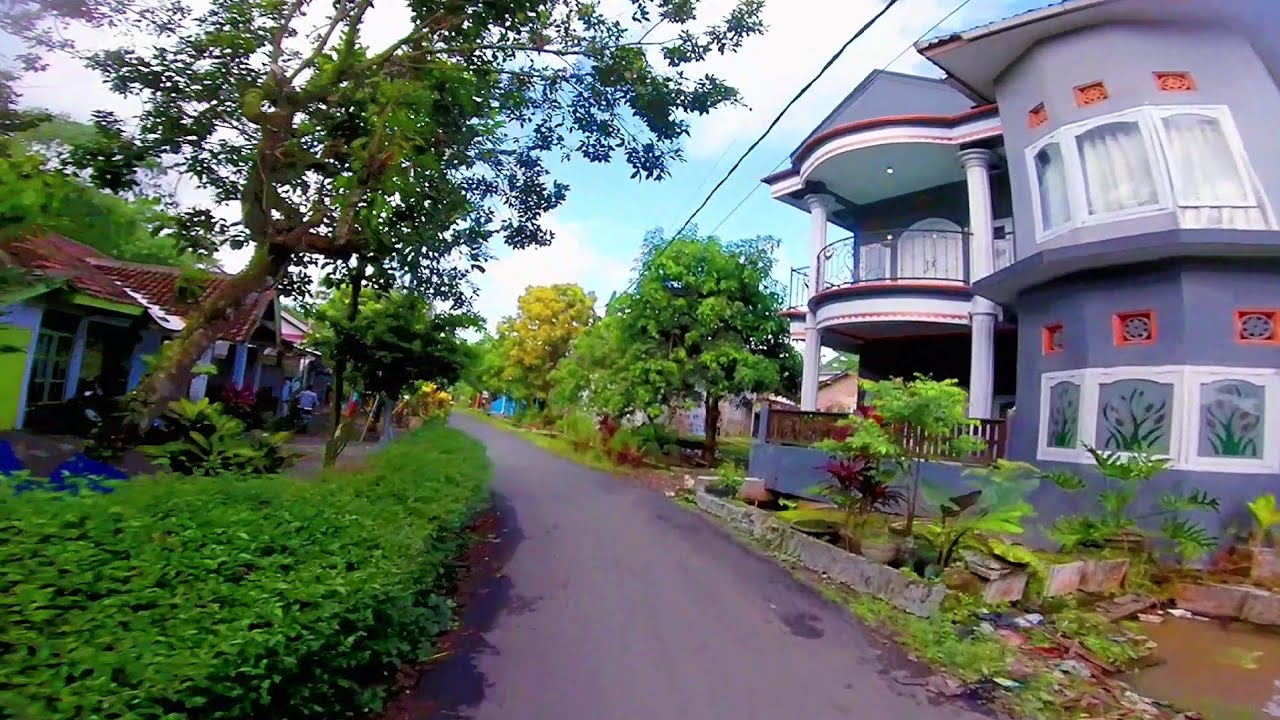 Jalan sempit Rumahnya Elit depan ada Parit - suasana pedesaan Gumelar, Balung - Jember