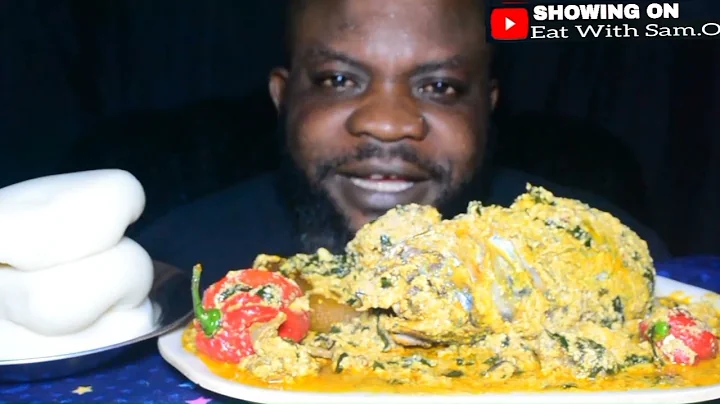 ASMR MUKBANG COOK AND EAT WITH ME EGUSI SOUP ASSORTED FISH +COW SKIN AND STARCH FUFU/AFRICAN FOOD.