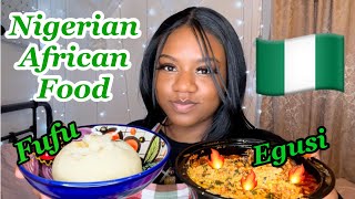 AFRICAN FOOD | Nigerian Egusi Stew, Jollof Rice, Fufu, Goat Pepper Soup | Mukbang | TEE BEE