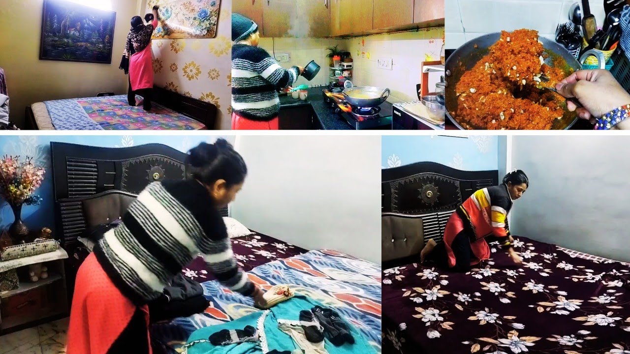 ठंडी का टाइम ढ़ेर सारे घर के काम बिना किसी की मदर के कैसे करती हुं झटपट बना दिया टेस्टी गाजरका हलवा 