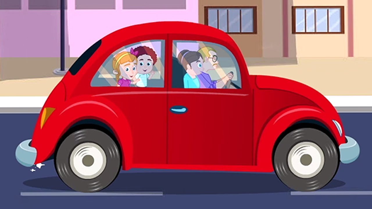 Машинки песни слушать. Красная машинка едет. Едет красная машина а в машине. Машина в мультике, с пассажирами.