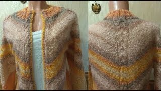 Оригинальный кардиган спицами из пряжи секционного окрашивания Оригинальный кардиган спицами из пряжи секционного окрашивания