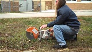 cold start and drain carb of Stihl TS350 cut-off saw