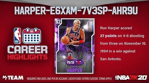 Nba 2K20 Myteam *Career Highlights Locker Code* (HARPER-E6XAM-7V3SP-AHR9U)