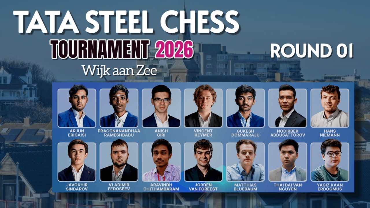 TATA STEEL CHESS 2026 | R 01 | GUKESH-ERIGAISI-SINDAROV- HANS NIEMANN-KEYMER-ABDUSATTOROV-PRAGGNANAN