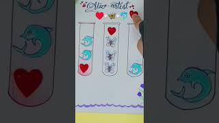 Emoji♥️+🦋+🐬game drawing||#shorts #art #trending #emojiart #gaming