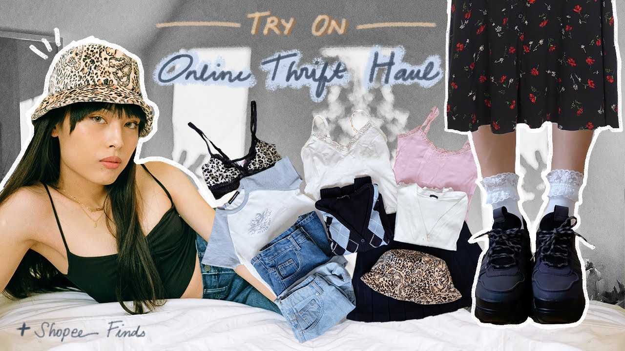 TRY ON ONLINE THRIFT HAUL ft. (Brandy Melville, American Apparel, and Shopee finds) - YouTube