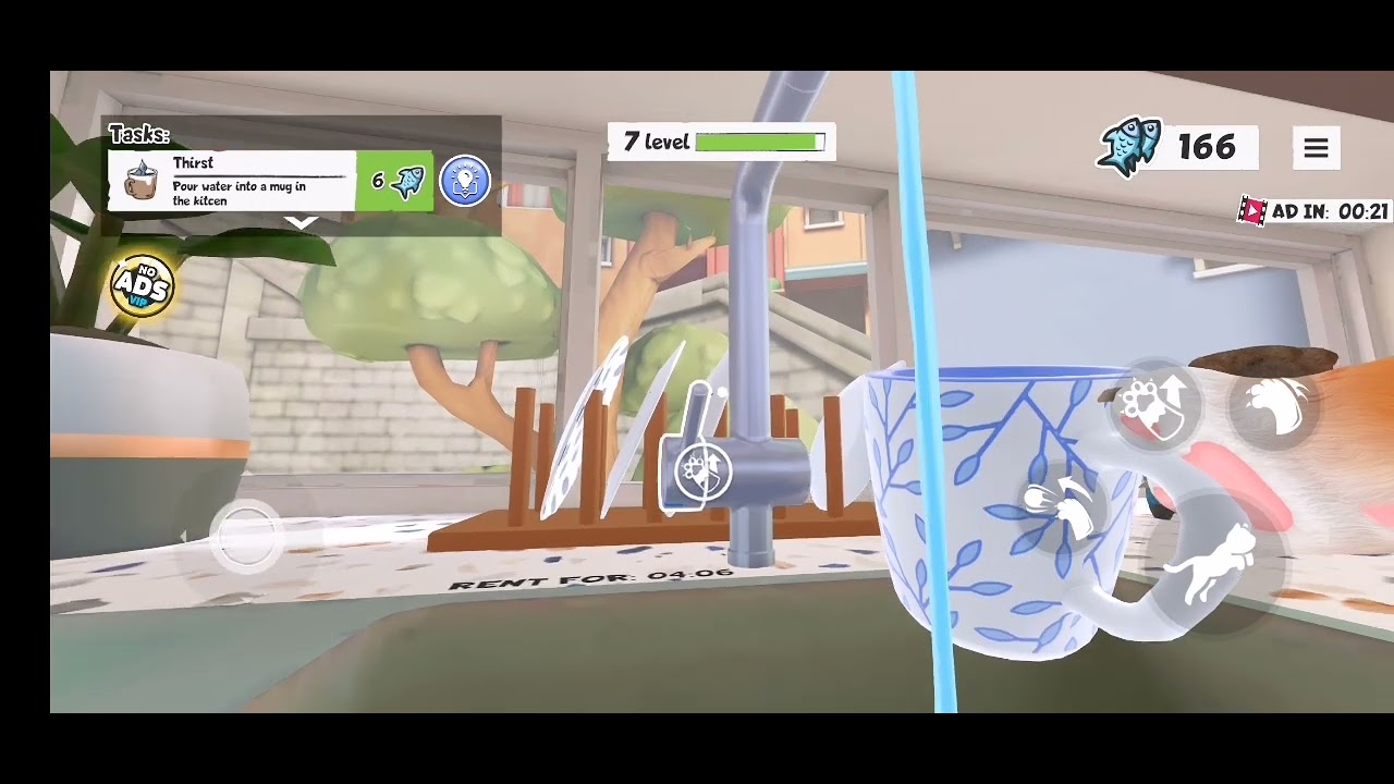 I Am Cat level 7 Pour Water into a mug in the kitchen Gameplay Walk-through Solutions