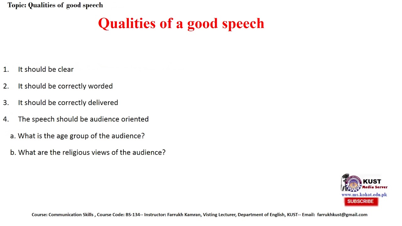 good speech characteristics