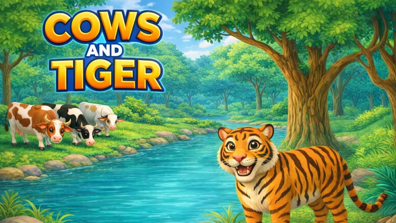 “Unity is Strength – Story of Three Cows & a Tiger | Moral Story | Short Story | Animal Story"