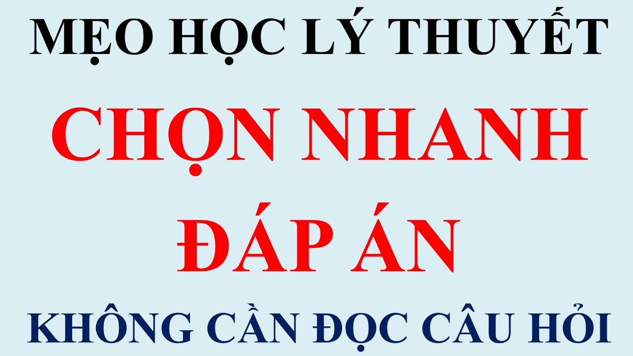 Học lý thuyết bằng b2 | Mẹo Học Lý Thuyết Bằng Lái Xe Ô Tô B2 | Chọn Nhanh Đáp Án