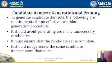 Lecture video 17CS651 Module3 Frequent item set generation Renukadevi 1