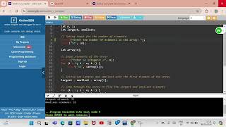Tiger times tech to find largest and smallest in array in c programing language
