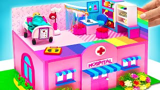 Haideți să facem un spital roz, în miniatură, folosind carton și lut || PROIECT DIY SIMPLU! 🏥✨