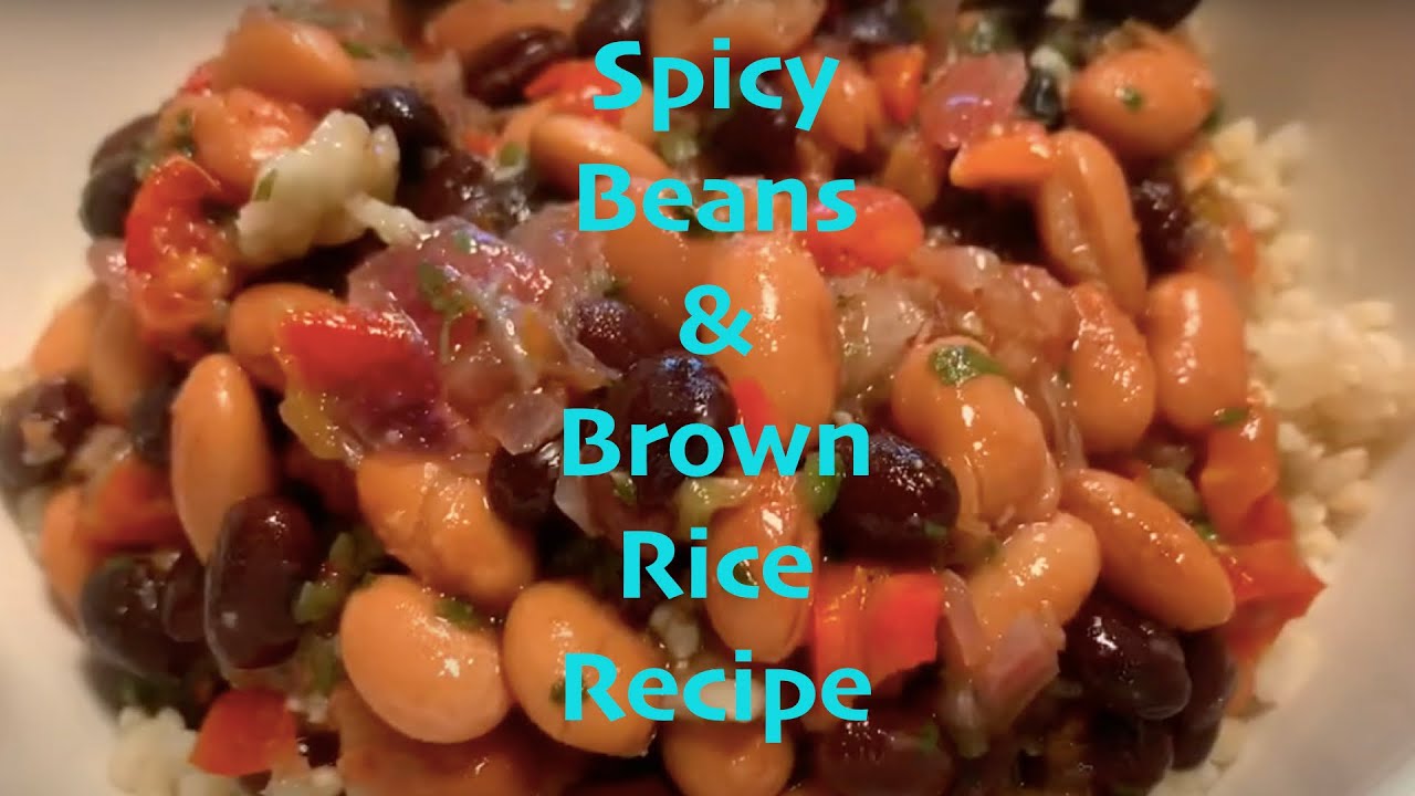 Spicy Black and Pinto Bean One Pot Dish with Healthy Brown Rice Vegan
