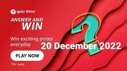 Amazon Daily Quiz Time | 20 December 2022 | Rs.2500 | Today Answers | Amazon Pay Balance | Answers
