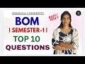 BOM | BUSINESS ORGANIZATION MANAGEMENT | TOP 10 QUESTIONS | OU | SEM-1 | 2026 | @shivanipallela