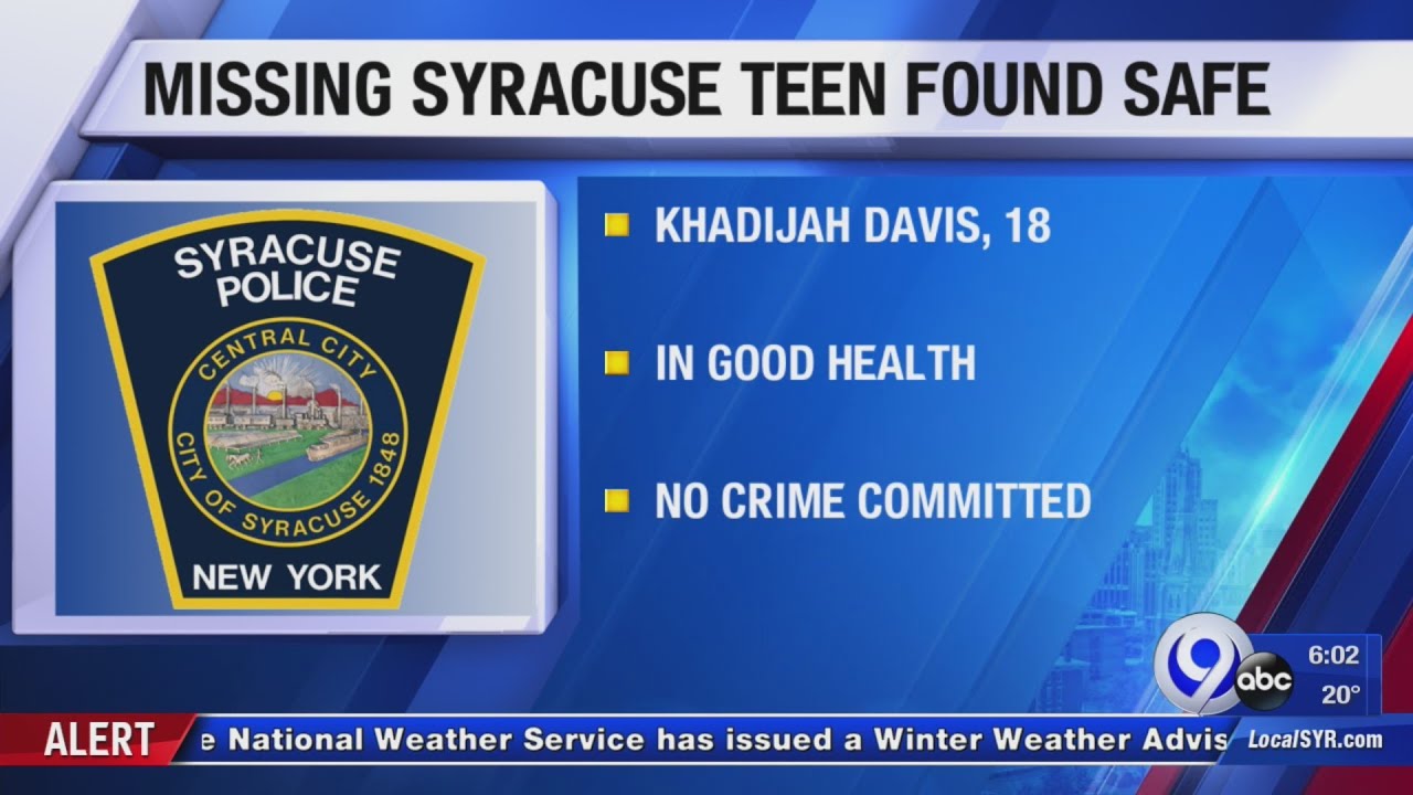 Syracuse Police say missing teen has been found safe - YouTube