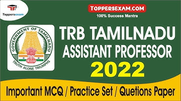 TRB TAMILNADU ASSISTANT PROFESSOR EXAM Syllabus, Sample Paper, Questions Bank, Study Material, MCQ