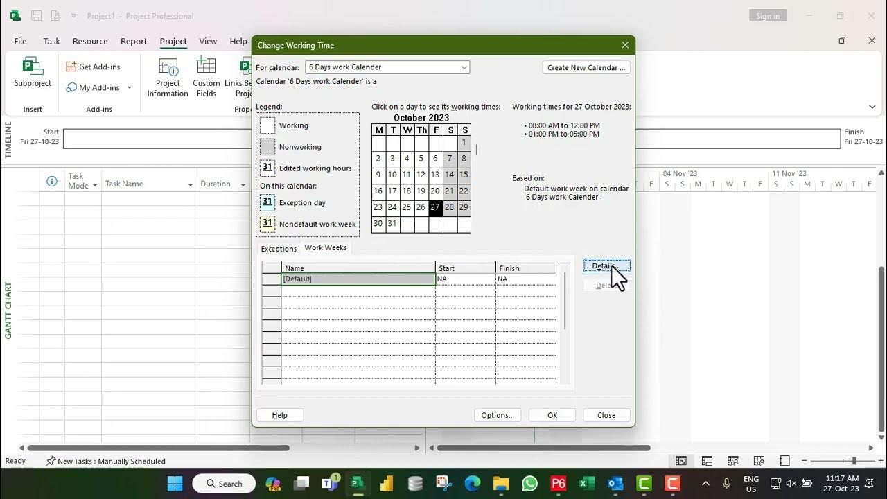 How to Setup New Calendar in MS Project Mastering MS Project Quick