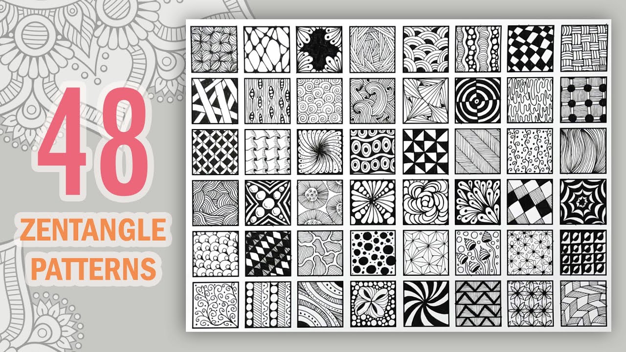 48 zentangle patterns 48 mandala patterns 48 doodle patterns zentangle ...