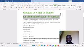 HOW TO CREATE A TABLE OF CONTENT