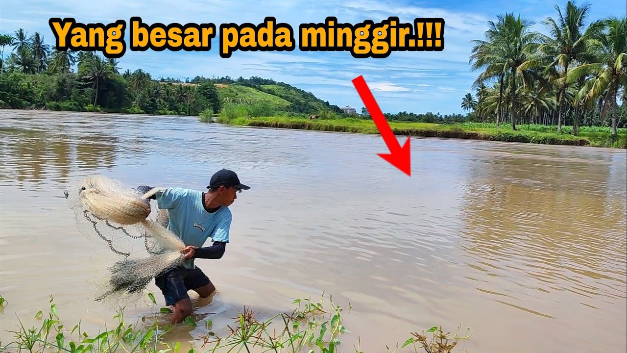 IKAN PADA MINGGIR DISAAT SUNGAI SEDANG BANJIR.!!! amazing fishing video