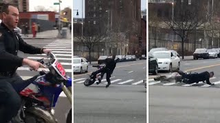 NYPD Officer Seen Crashing Dirt Bike In Harlem Intersection