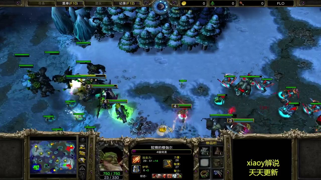 4大光环的神装剑圣面对96人口亡灵天灾魔兽争霸xiaoy解说happy Orcbrave