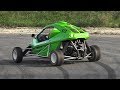 Kart Cross w/ 600cc Bike Engine racing on track: Slides, Accelerations & Sounds!