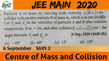 Particle A of mass m1 moving with velocity ( root 3 i + j ) m/s collides with another Particle B of 