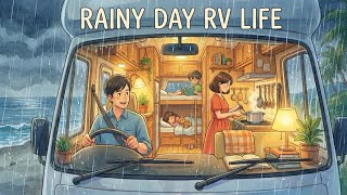 A Rainy Day Family road trip in Our Mobile Home 🚐🌧️ Cozy Cooking & Ocean Morning [Ghibli Vibes]