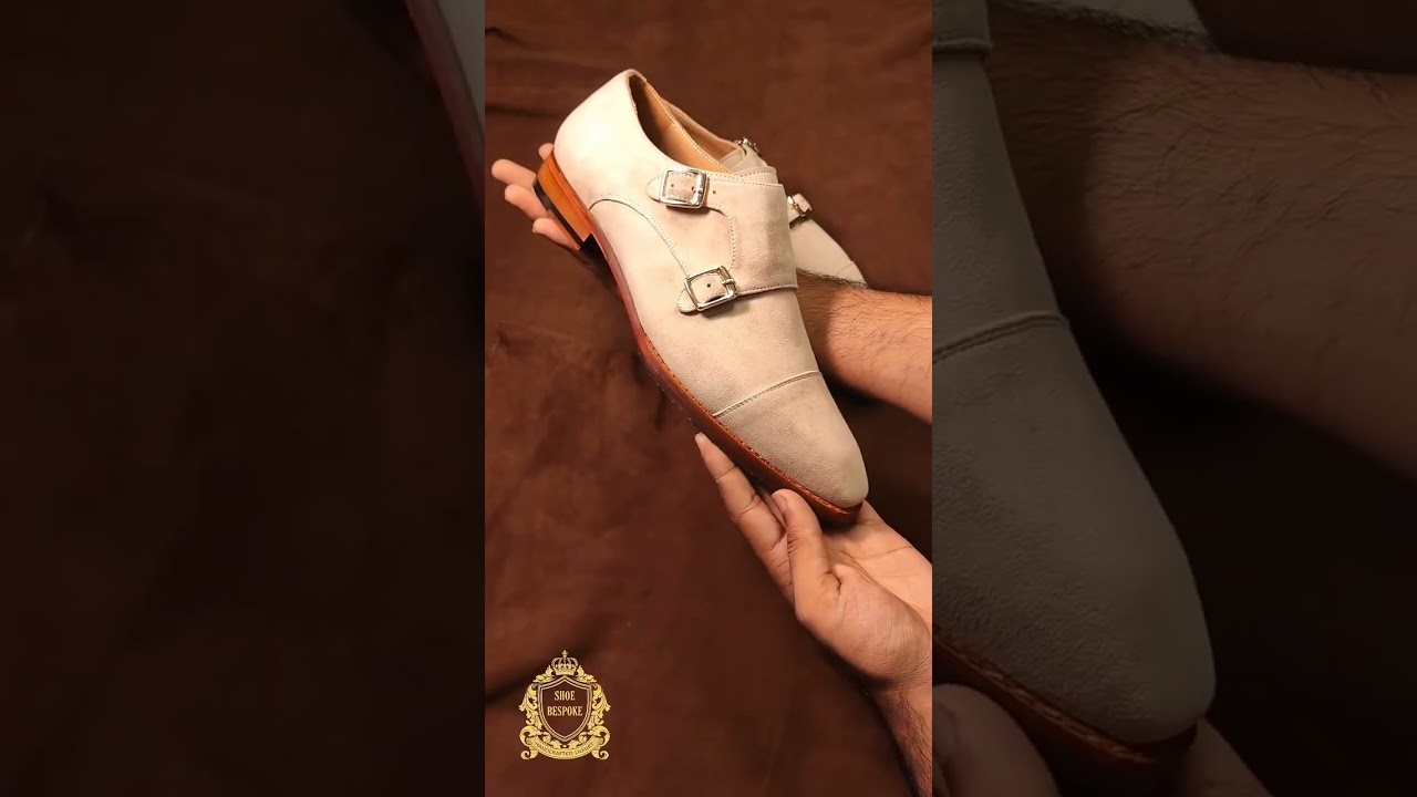 Pure suede leather handcrafted double monk strap shoes by ShoeBespoke. 