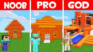 LAVA HOUSE in MINECRAFT! Minecraft - NOOB vs PRO vs GOD