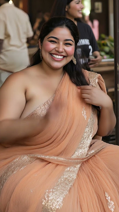 Part 2. PlusSize AI Desi Saree Model Lakshmi in Cafe . #saree #model #indian #aisareemodel #shorts