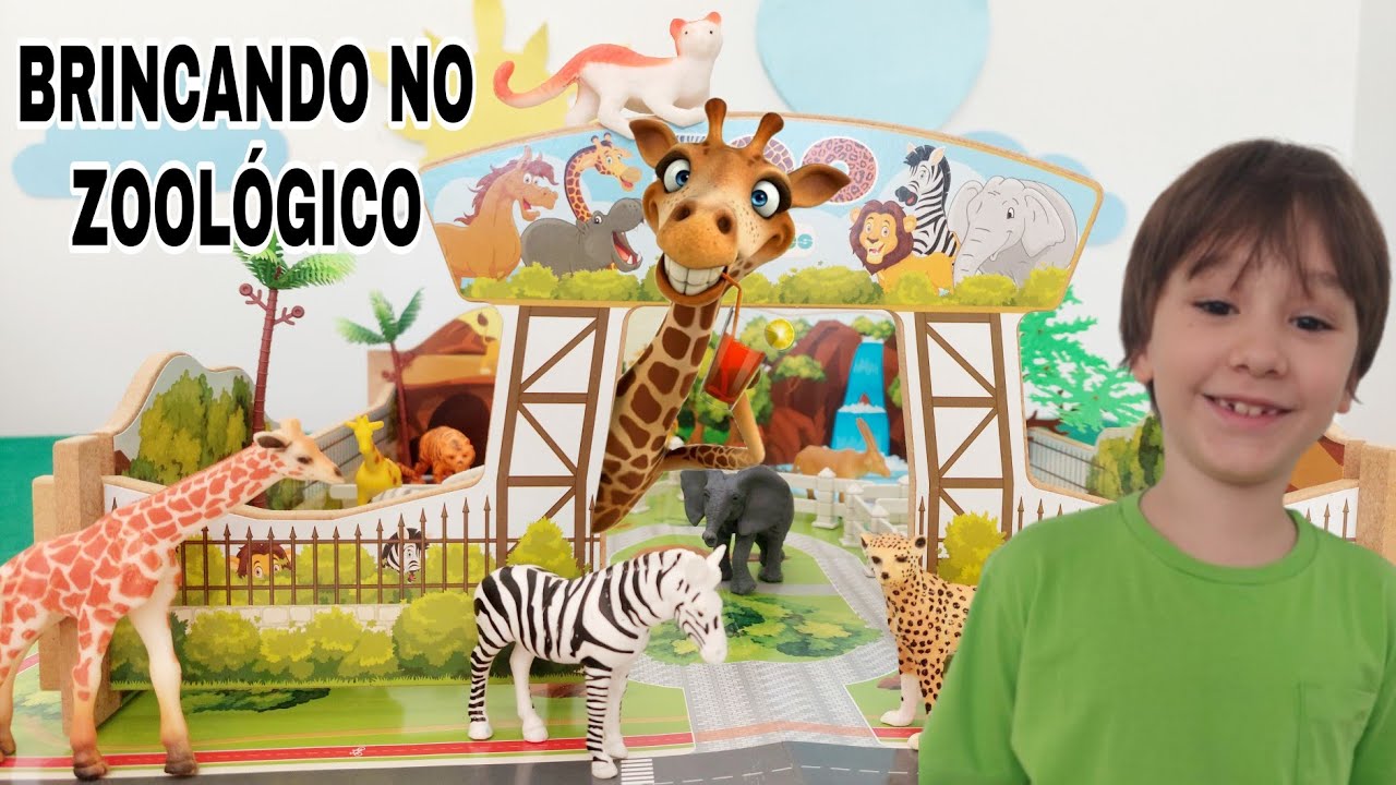 Fazendinha do Felipe - Brincando com animais do zoológico girafa, elefante, zebra | Toy Zoo giraffe