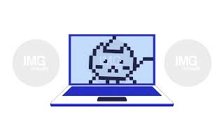 Pixel art cat displayed on laptop screen 2D cartoon object animation