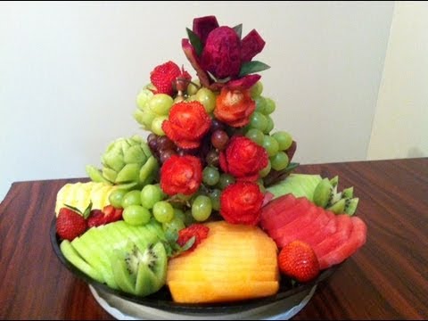 Como hacer un platon de fruta picada para una fiesta o regalo #1 - arte con fruta DIY