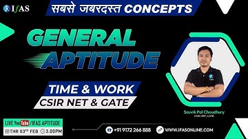 General Aptitude | Time & Work | CSIR NET / GATE | IFAS