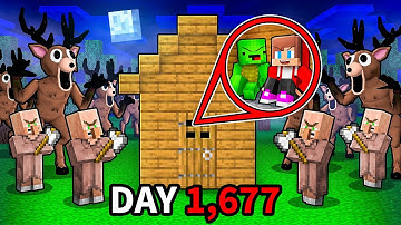 JJ en Mikey bouwen een GEHEIME BASIS in Minecraft - Maizen (99 Nights In The Forest)